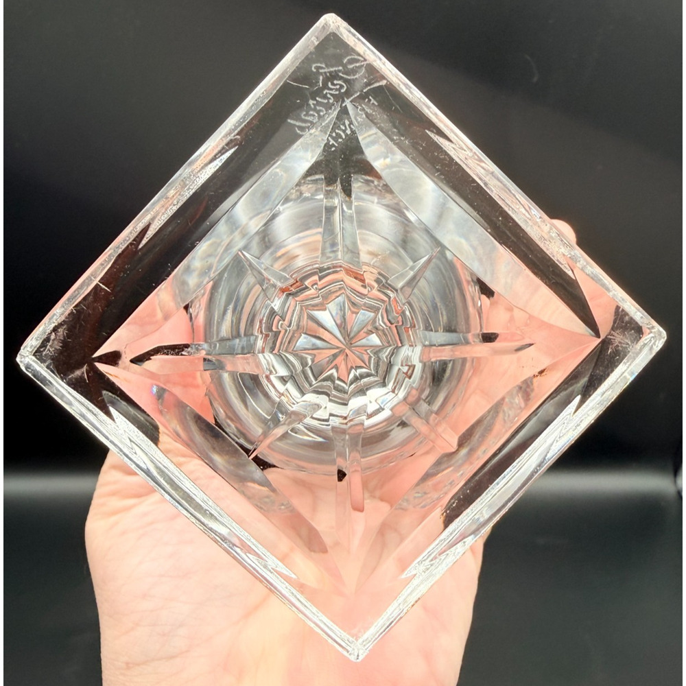 Vintage Sèvres France 10" Crystal Baluster Vase Urn Diamond Cut Pedestal Base - Picture 3 of 10